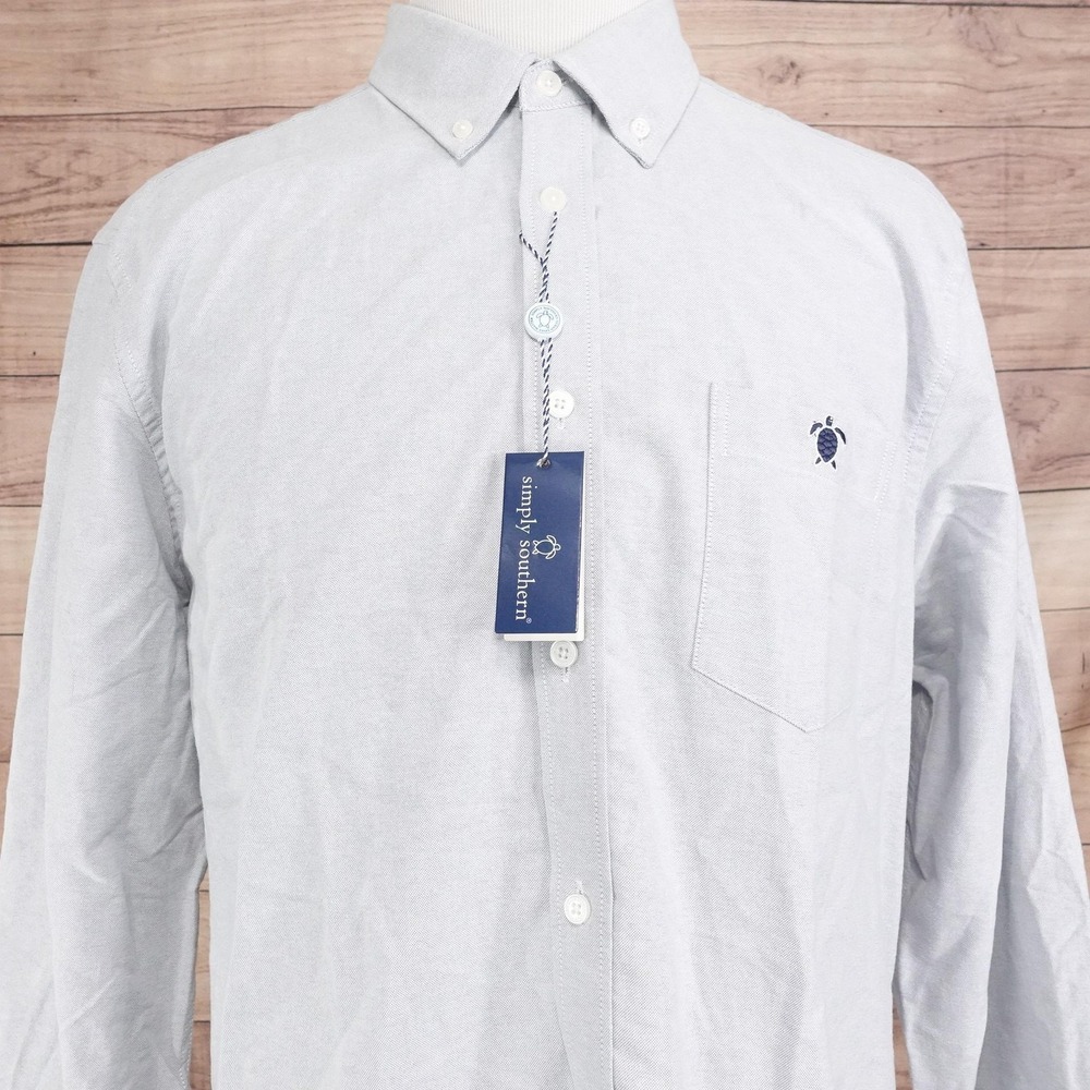 New! Simply Southern Shirt Mens XL Blue Long Sleeve Button-Up Oxford Turtle